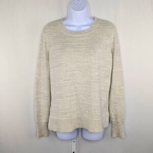 Loft Sweater Womens Medium Cream Metallic Neutral Minimalist Cozy Beige Office